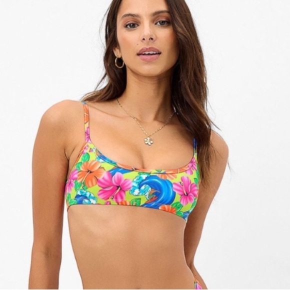 New! Frankie’s bikinis Dallas bralette top in neon surfer 24124 - Picture 1 of 9